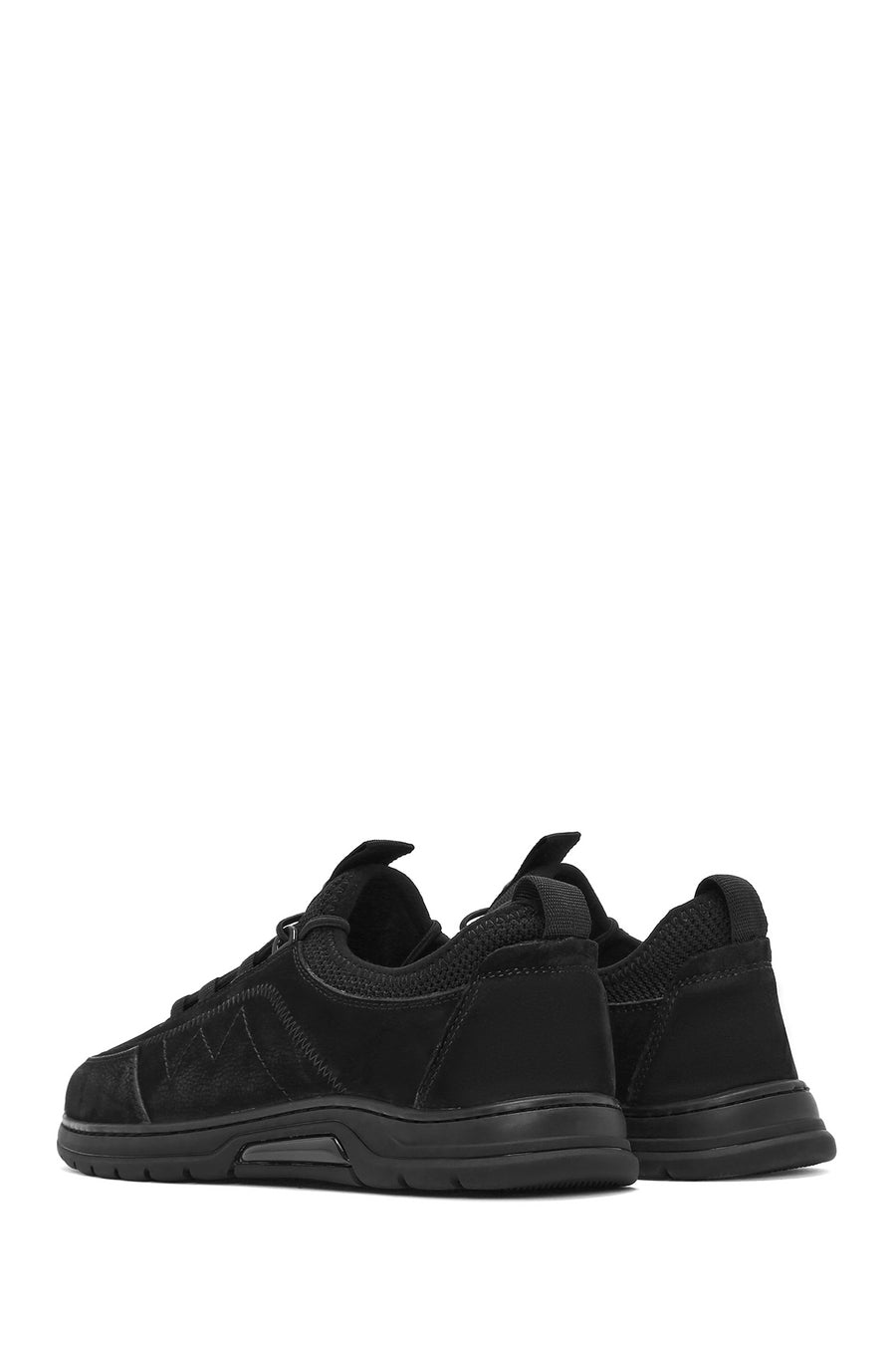 Men's Black Lace-Up Nubuck Leather Casual Sneaker