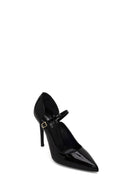 Woman Black Buckled High Thin-Heeled Patent Leather Leather Shoes | Derimod