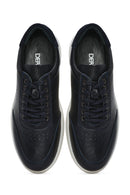 Men's Navy Blue Lace-Up Leather Sneaker | Derimod