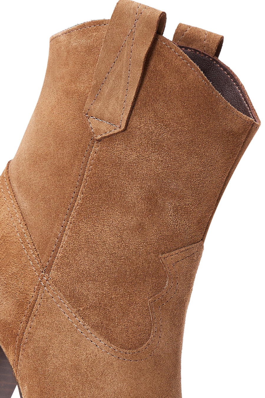 Women's Tan Suede Leather Cowboy Heeled Boots