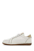 Women's Cream Lace-Up Leather Sneakers | Derimod