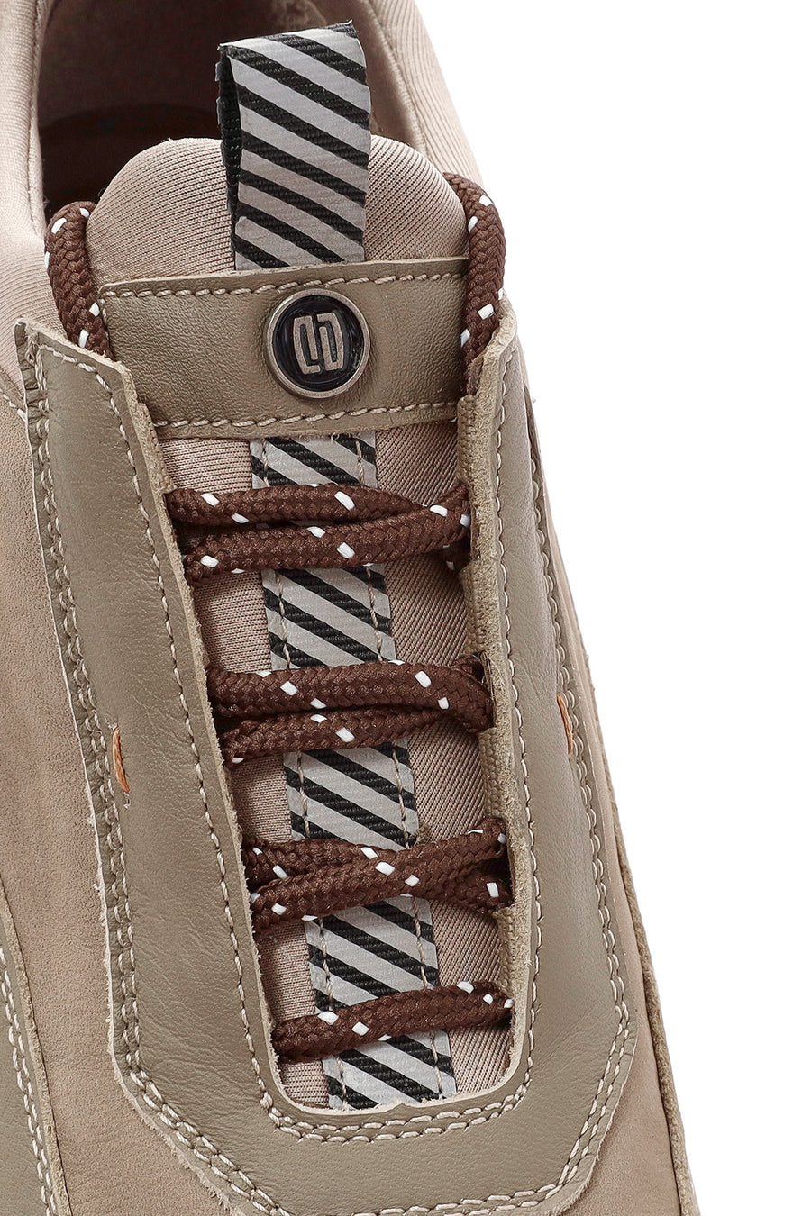 Erkek Vizon Bağcıklı Nubuk Deri Sneaker