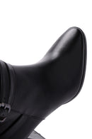 Women's Black Leather Heeled Boots | Derimod