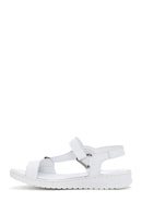 Women's White Ankle Strap Leather Comfort Sandals | Derimod