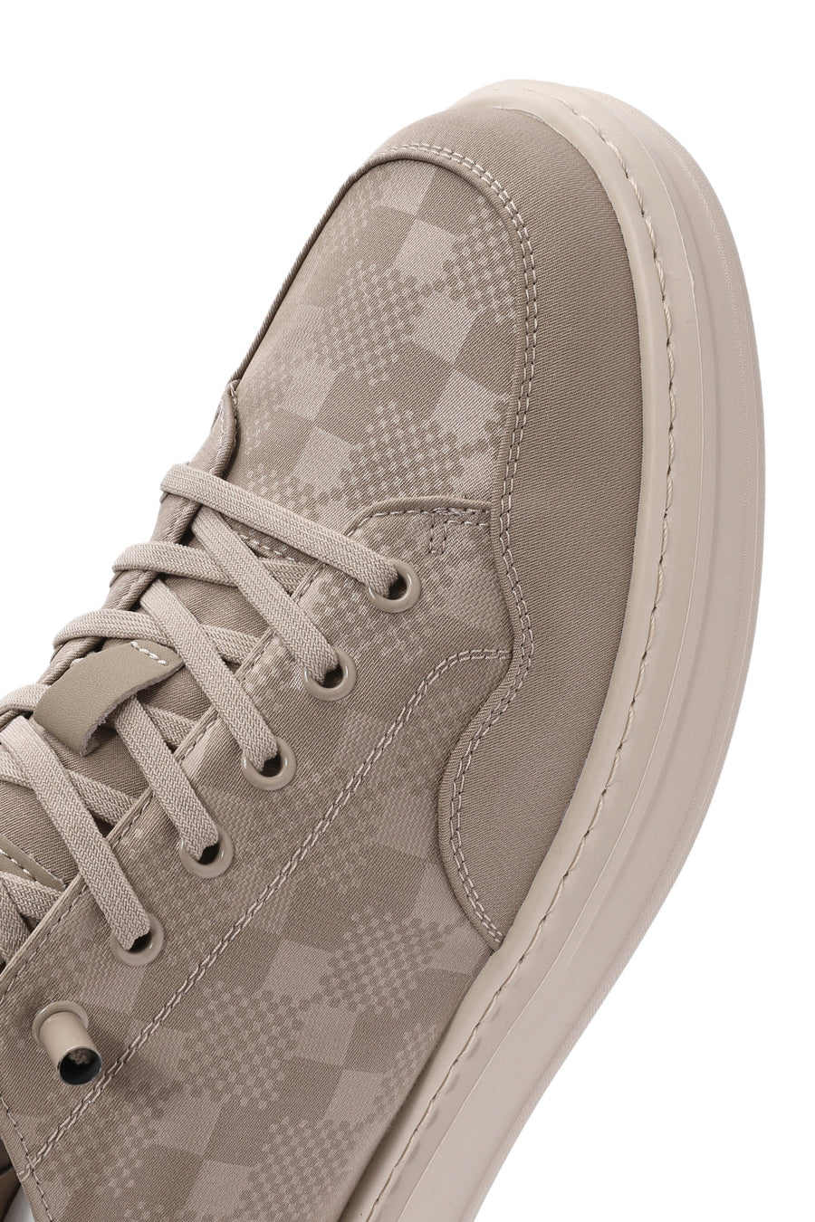 Male Beige Lace-Up Patterned Fabric Sneaker