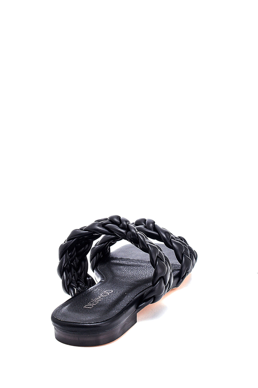 Women's Black Braided Flat Slippers