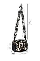 Women's Black Long Strap Patterned Crossbody Bag | Derimod