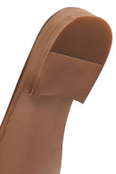 Women's Tan Patterned Leather Slippers | Derimod