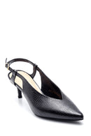 Women's Leather Printed Heeled Shoes | Derimod
