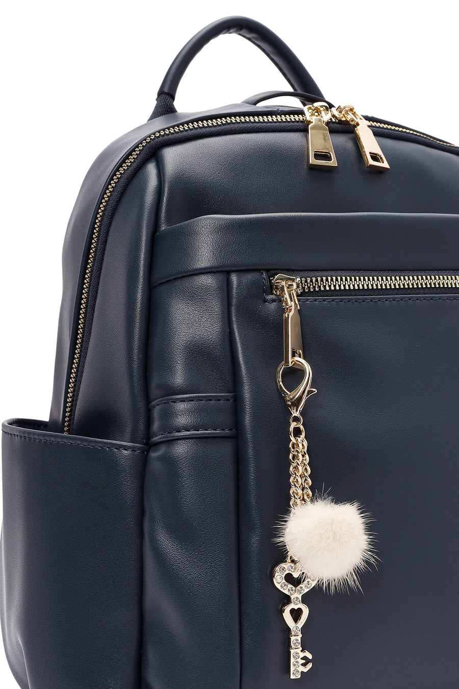 Women's Navy Blue Accessory Detailed Backpack