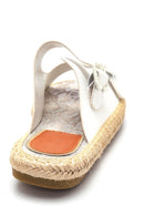 Women's White Wicker Espadrille Slippers | Derimod