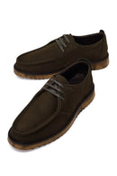 Male Khaki Lace-up Nubuck Leather Casual Shoes | Derimod
