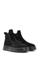 Men's Black Double Zipper Suede Leather Casual Boots | Derimod