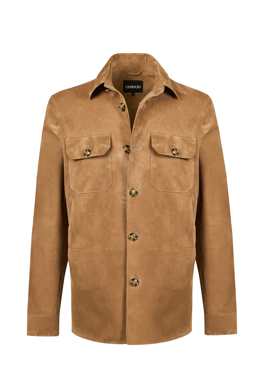 Osimhen Male Beige Suede Leather Shirt Jacket