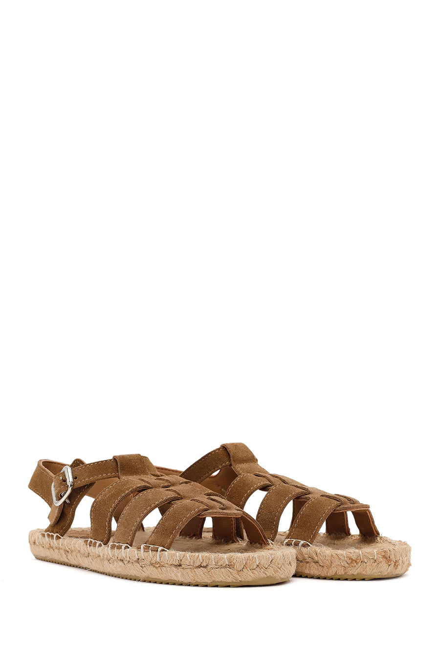 Women's Mink Suede Leather Espadrille Sandals with Ankle Buckle