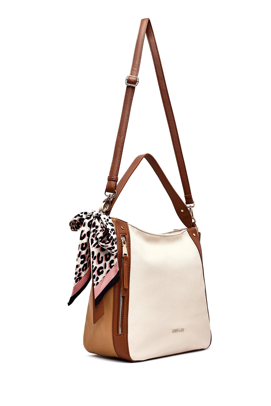 Women's Beige Long Strap Classic Shoulder Bag