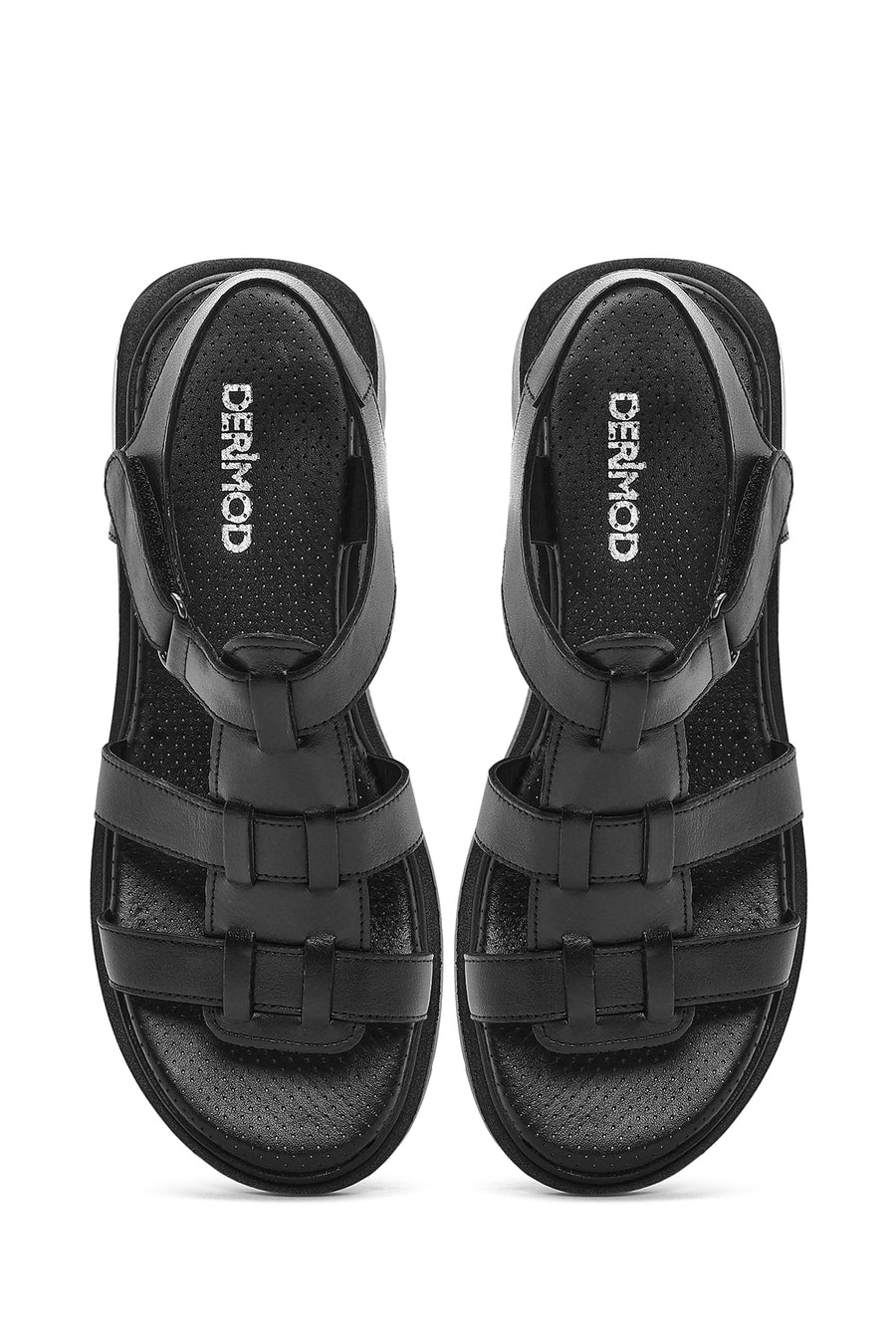 Women's Black Strappy Leather Sandals