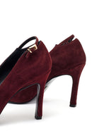 Kadın Bordo İnce Topuklu Süet Deri Stiletto | Derimod