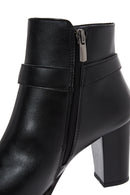 Women's Black Zippered Buckle Heeled Boots | Derimod