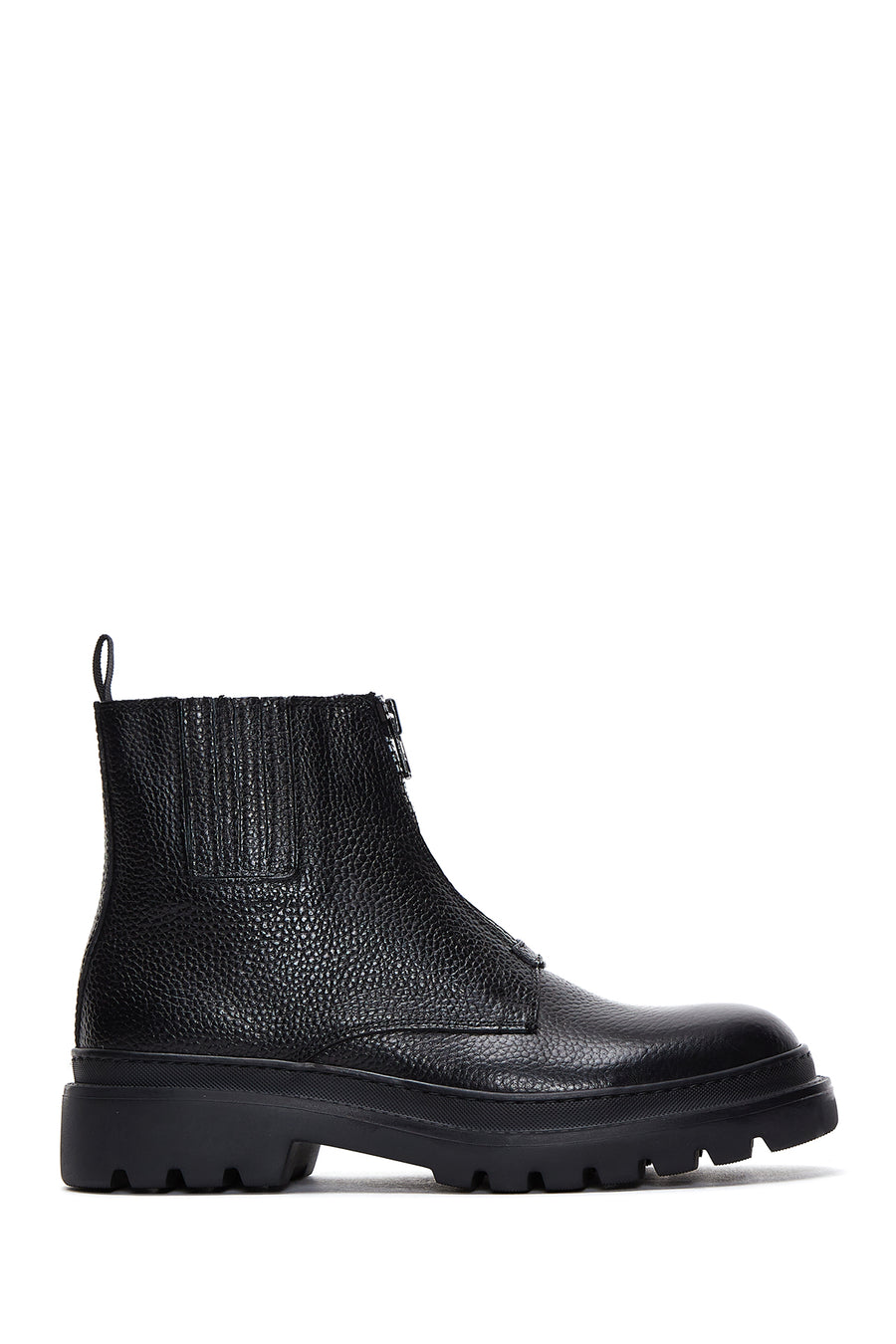 Men's Black Leather Casual Zipper Boots 22WFD6313FT | Derimod