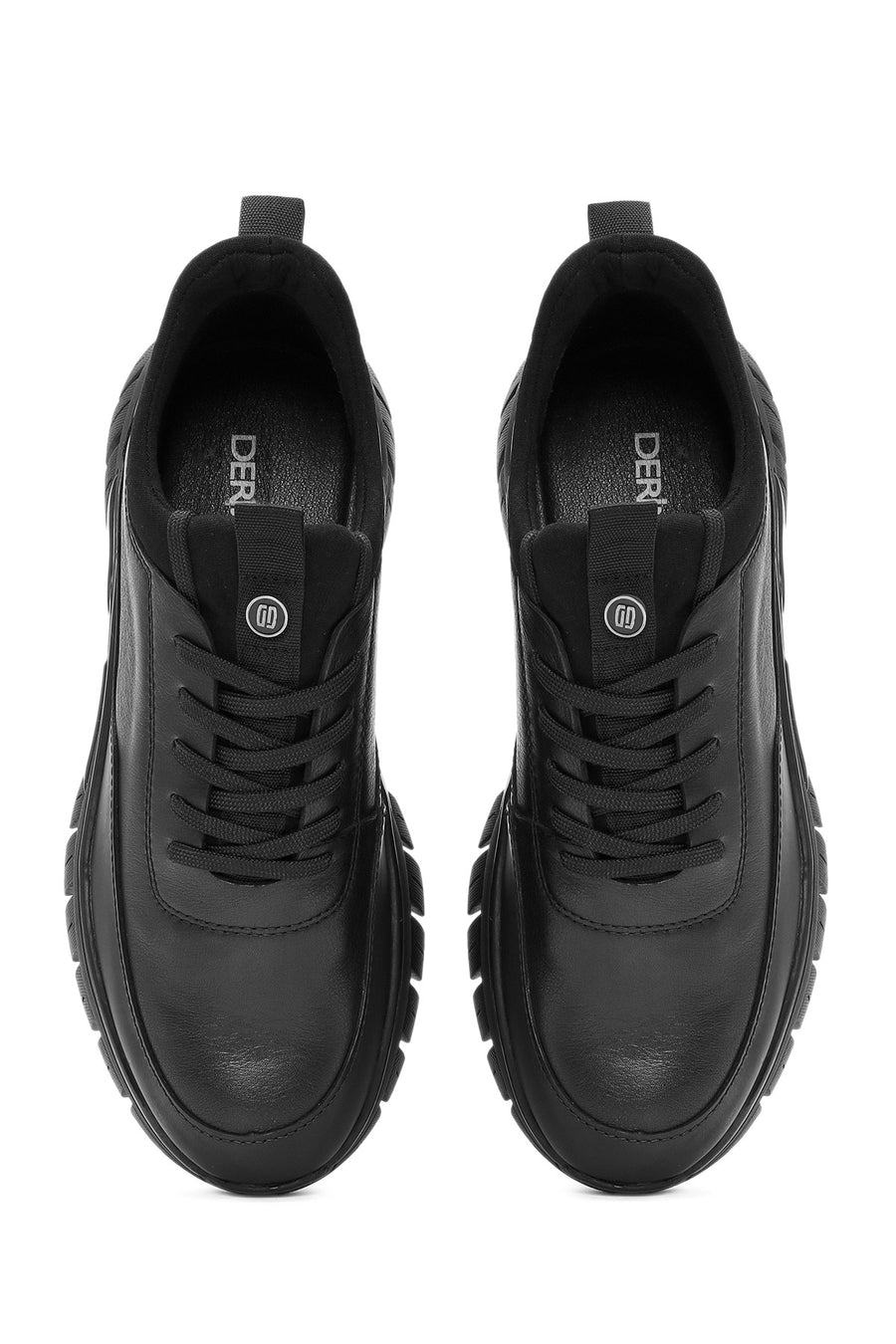 Erkek Siyah Bağcıklı Deri Sneaker