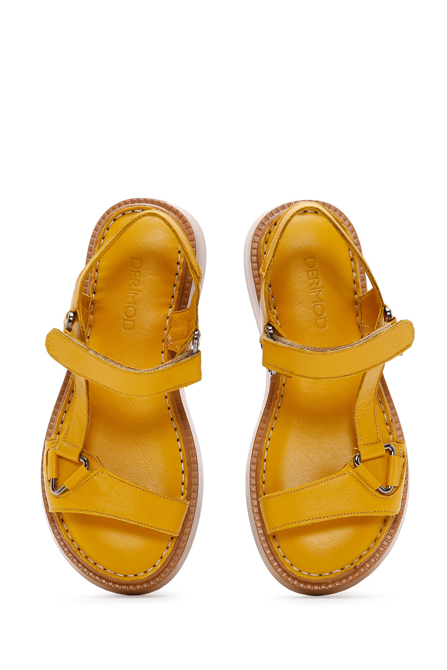 Kadın Sarı Deri Comfort Sandalet