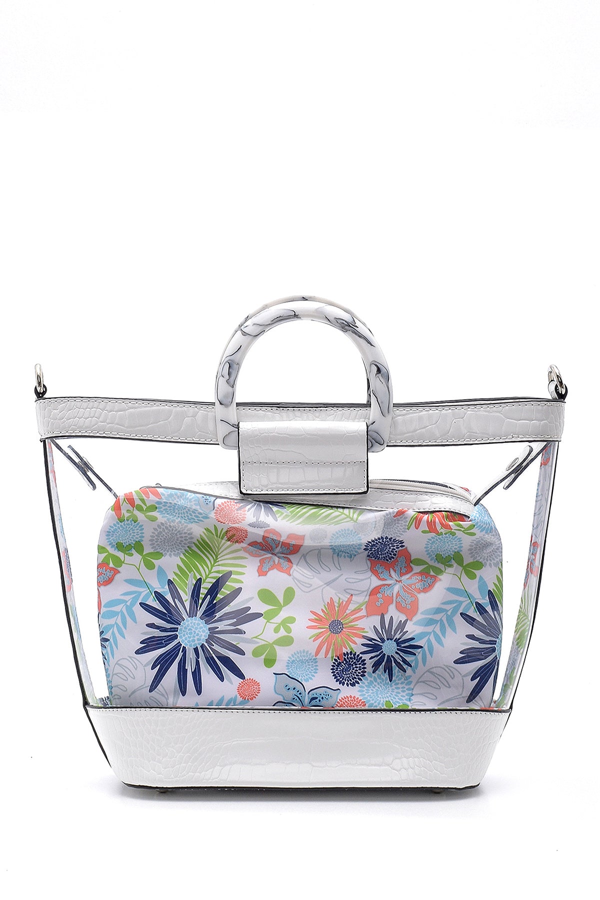 Women's Flower Detailed Transparent Shoulder Bag 20SBD2679PV | Derimod