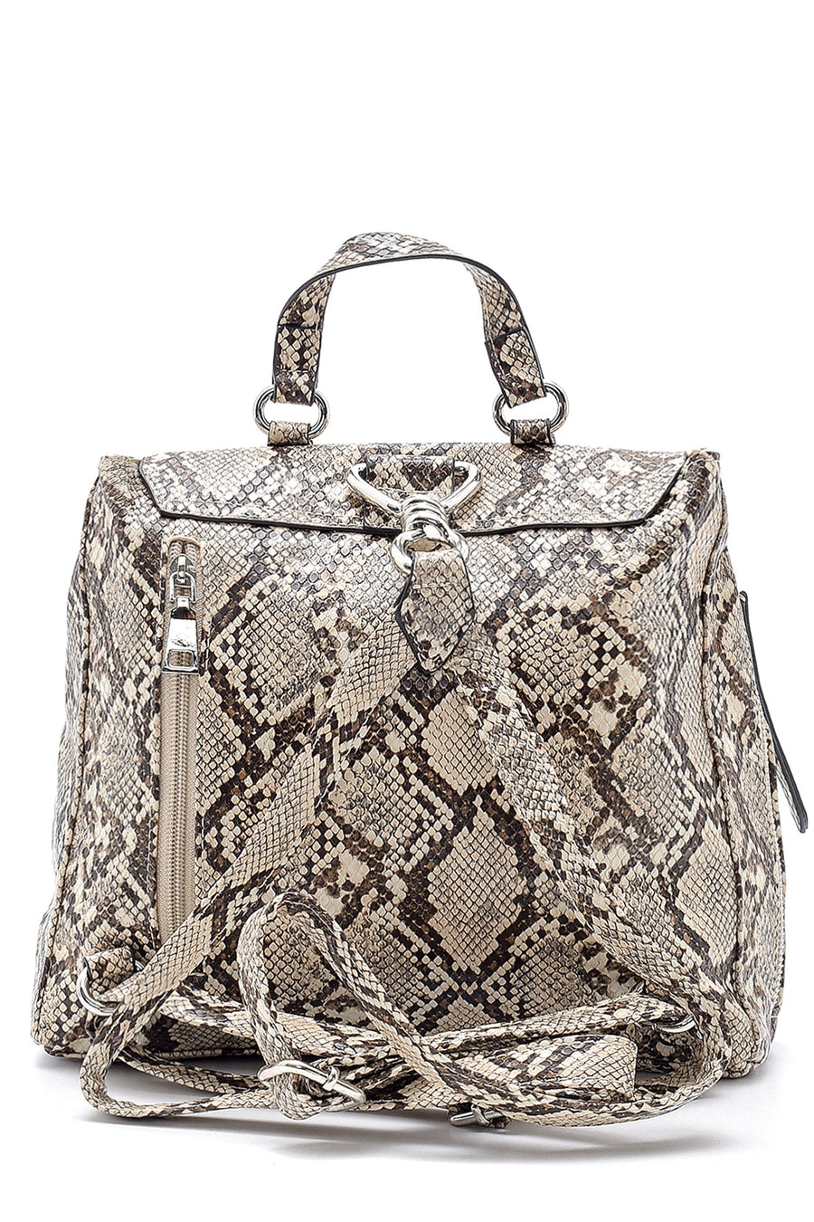 Women's Snakeskin Patterned Backpack