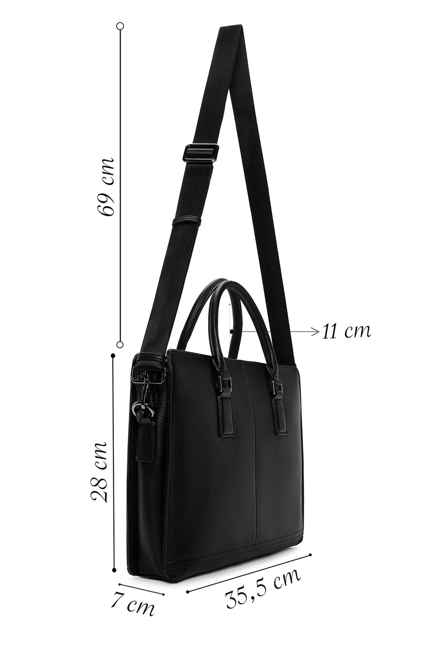 Men's Black Long Strap Briefcase