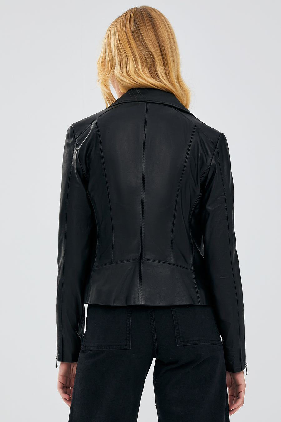 Kiara Women's Black Slim-Fit Biker Leather Jacket