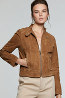 Kylie Kadın Camel Süet Deri Ceket | Derimod