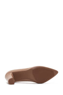 Derimod Gritti Women's Beige Heeled Leather Shoes | Derimod