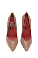 Derimod Gritti Women's Beige Heeled Leather Shoes | Derimod