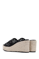 Women's Black Wedge Heeled Slippers | Derimod