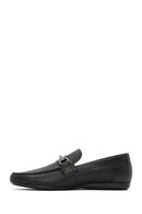 Men's Black Printed Leather Casual Loafer | Derimod