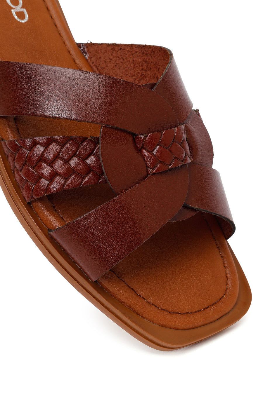 Woman Brown Braided Leather Slipper