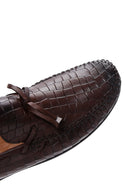 Erkek Kahverengi Kroko Desenli Deri Casual Loafer | Derimod