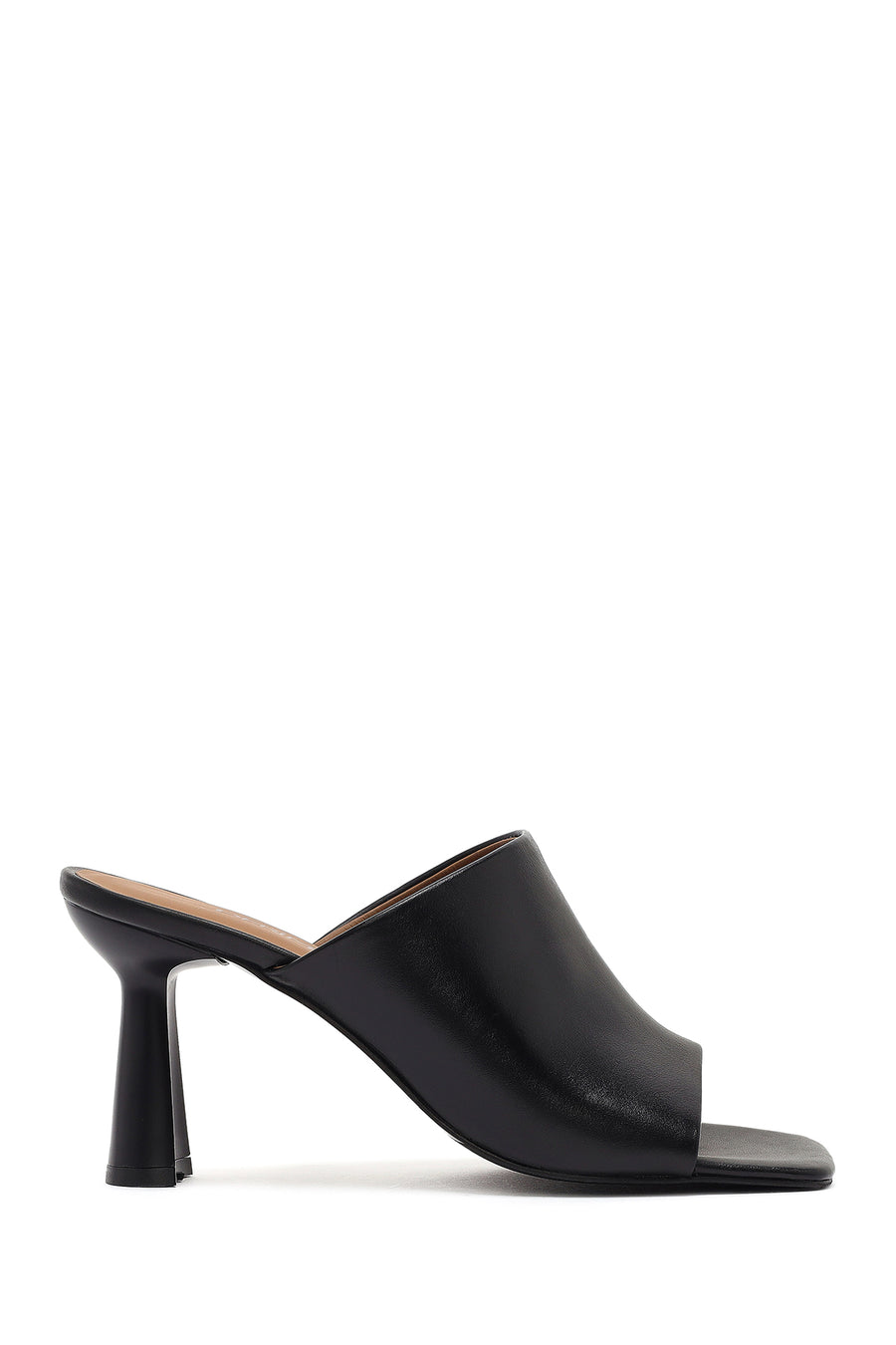 Women's Black Heeled Leather Slippers 25SFD133018 | Derimod