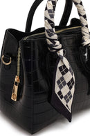 Woman Black Long-Strap Croc-Pattern Mini Shoulder Bag | Derimod