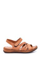 Women's Tan Leather Comfort Sandals | Derimod