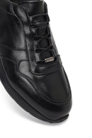 Erkek Siyah Bağcıklı Deri Sneaker | Derimod