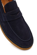 Men's Navy Blue Suede Leather Loafer | Derimod
