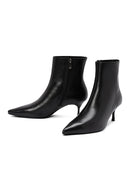 Women's Black Zippered Thin Heeled Leather Boots | Derimod