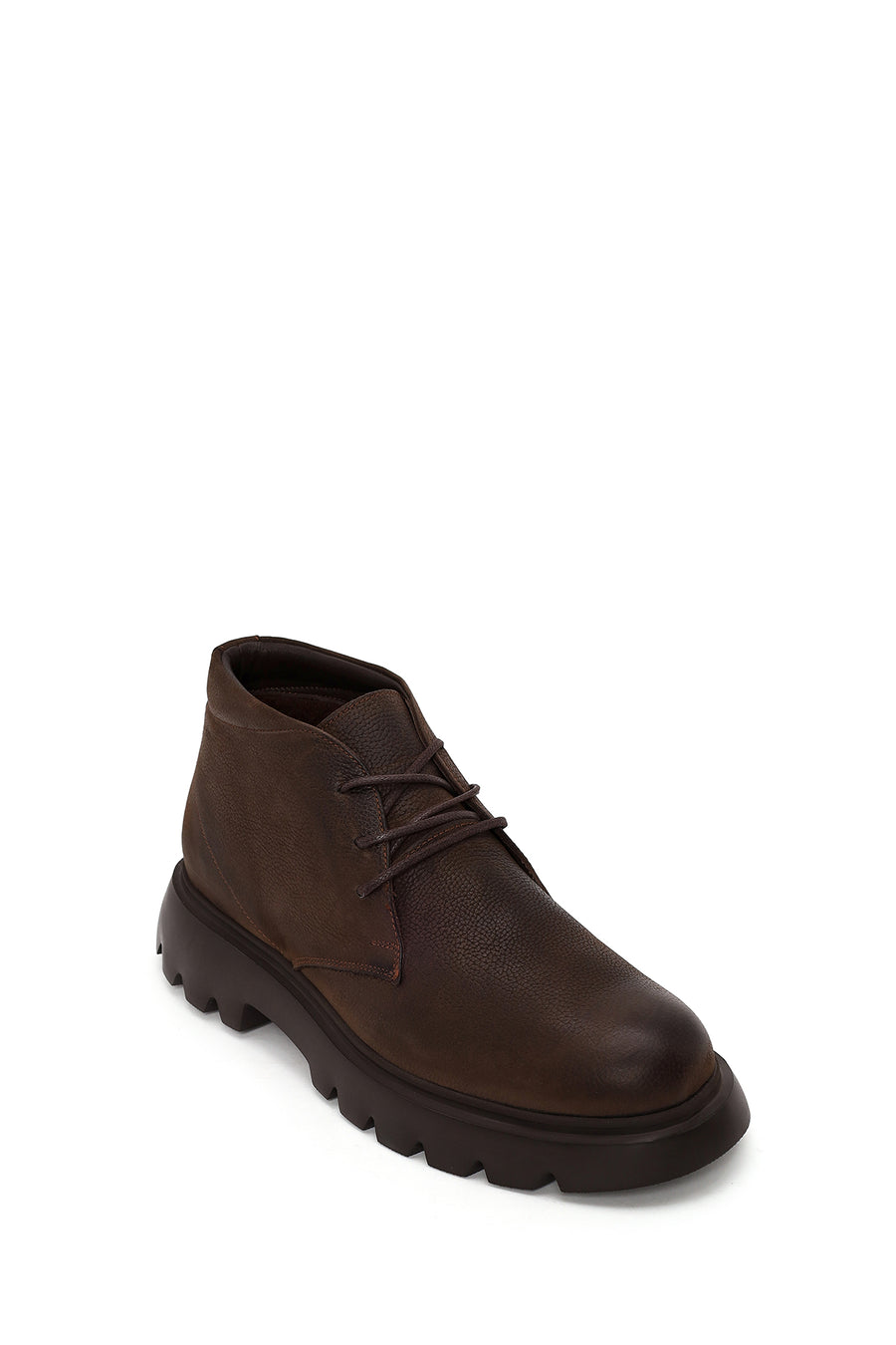 Male Brown Lace-up Nubuck Leather Casual Boots