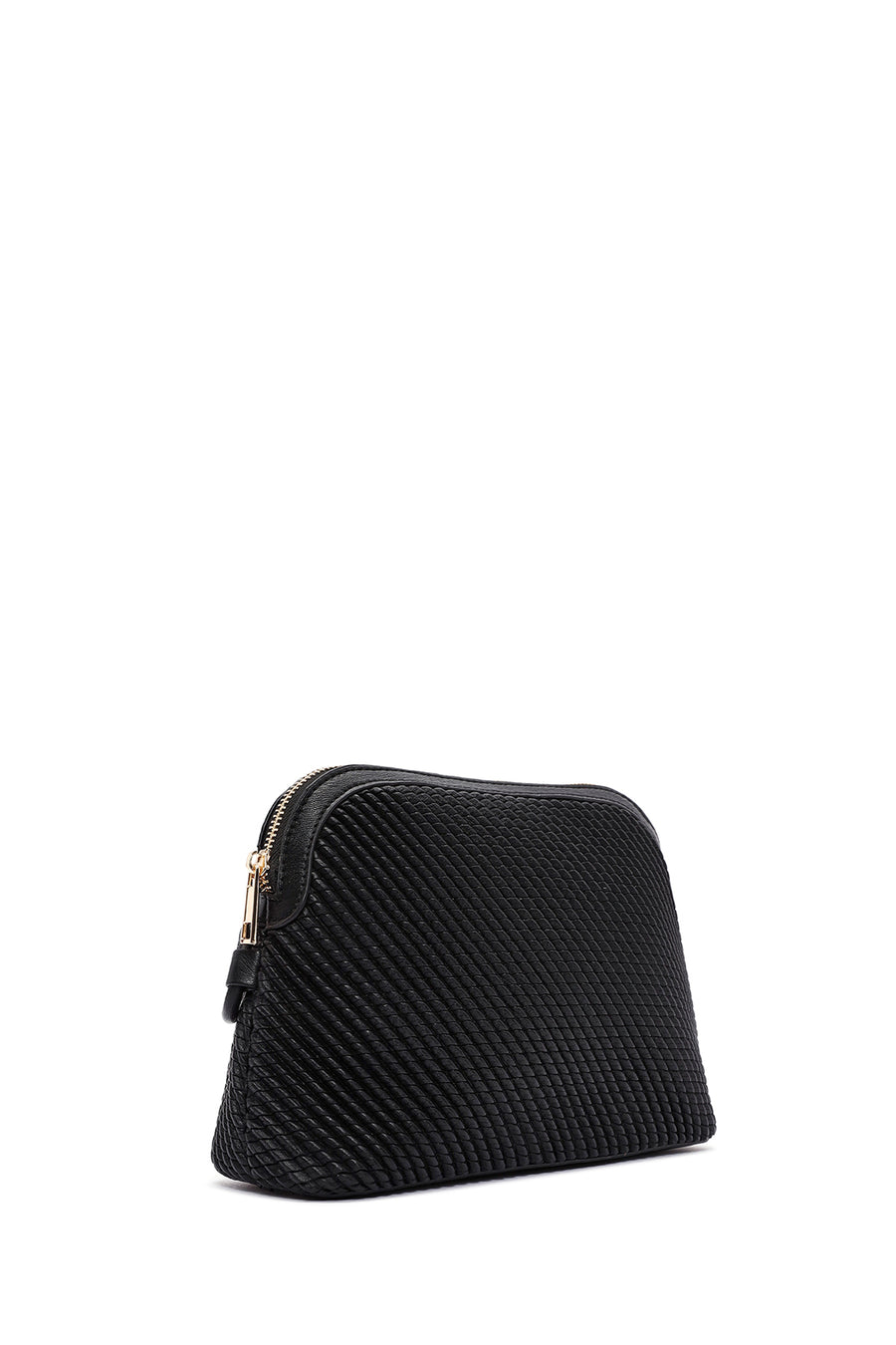 Women's Black Long Strap Quilted Patterned Crossbody Bag