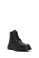 Male Black Zip Closure Leather Combat Boots | Derimod