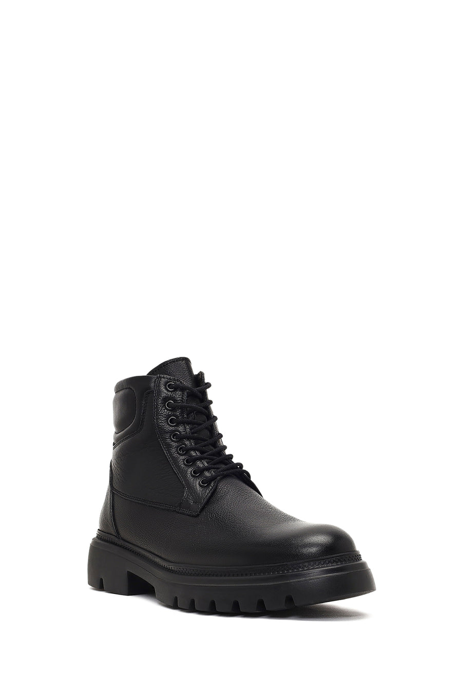 Male Black Zip Closure Leather Combat Boots