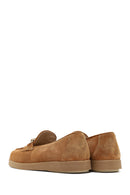 Women's Tan Buckled Suede Leather Comfort Loafer | Derimod