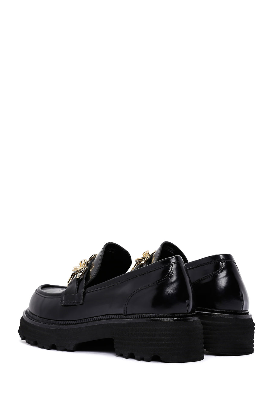 Kadın Siyah Rugan Deri Tokalı Casual Loafer