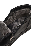Male Black Zip Closure Leather Boots | Derimod